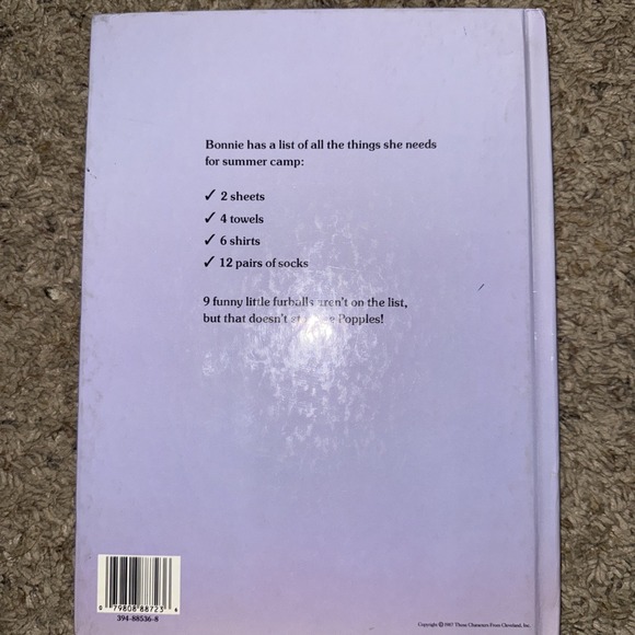 Vintage 1986 The Popples and Summer Camp‎ Book by Peggy Kahn - Picture 2 of 4